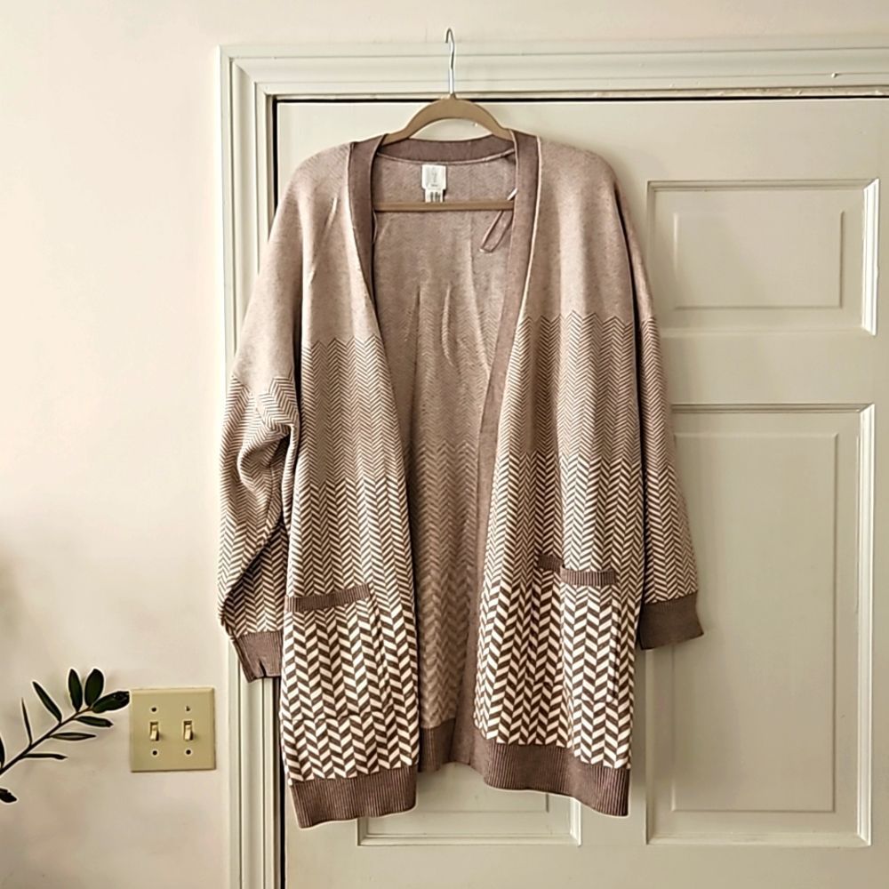 Joie 3x open cocoon cardi with chevron knit & front pockets